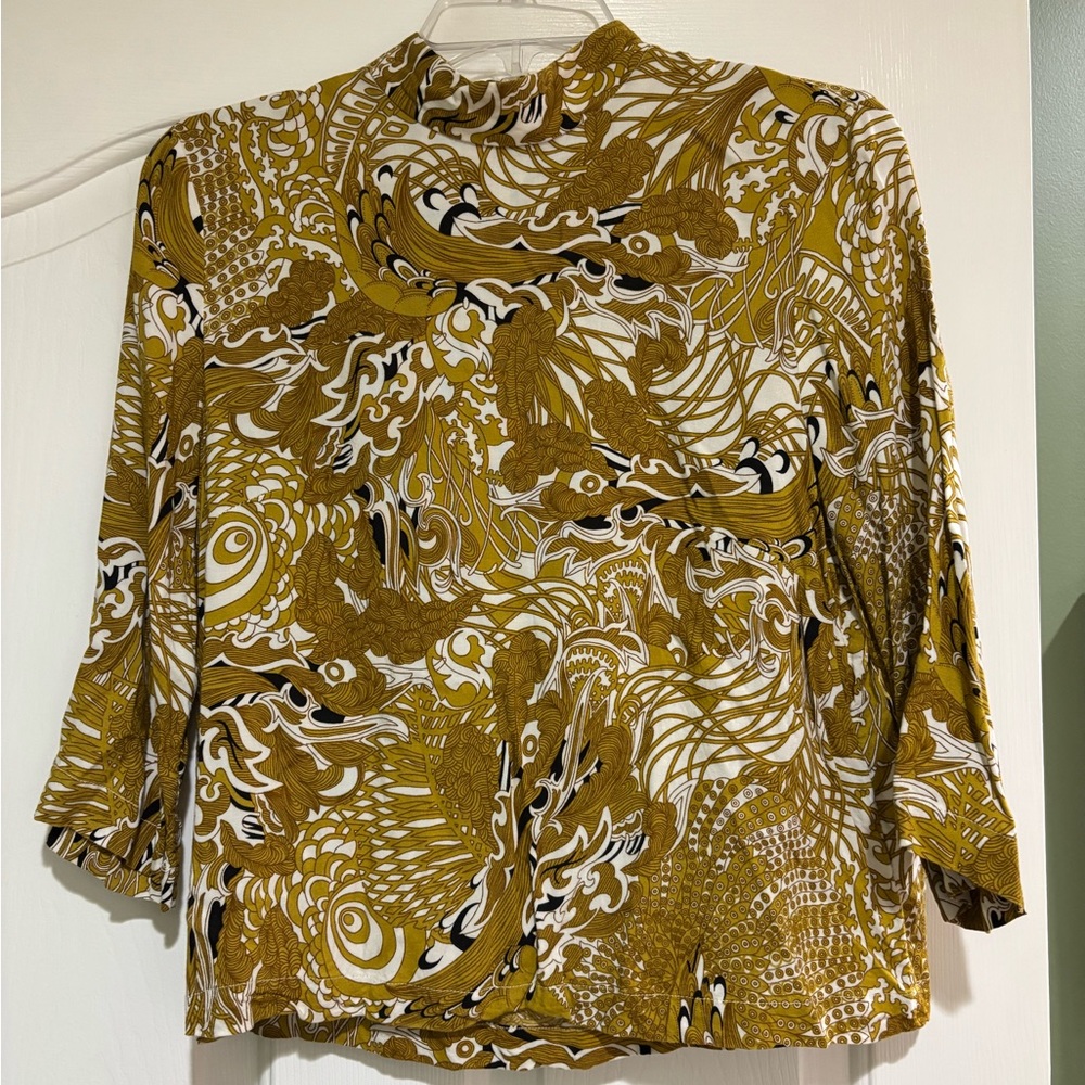 H&M Gold and White Patterned Women's Top